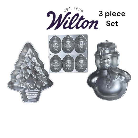 Wilton (EUC) Set of 3 Christmas Cake Pans - Picture 1 of 10